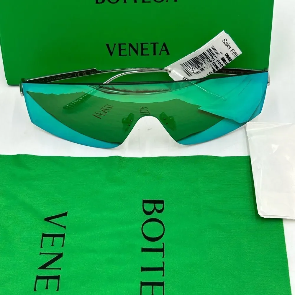 Men's Bottega Veneta futuristic shield sunglasses made in Italy